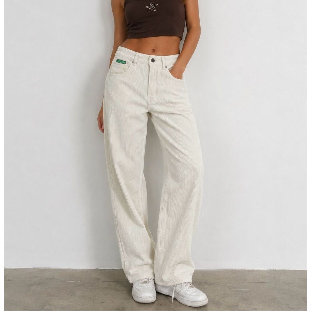 Empyre Tori Size 0 Off White Corduroy Skate Pants Baggy Y2K 90s